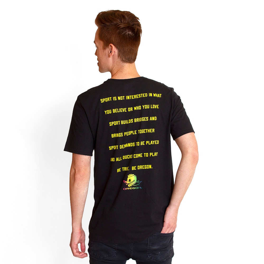Fighting Duck, Nike, Black, Crew Neck, Cotton, Men, Rainbow Duck, Be True, 2018, T-Shirt, 317477